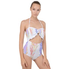 Feathers Design T- Shirtfeathers T- Shirt (1) Scallop Top Cut Out Swimsuit