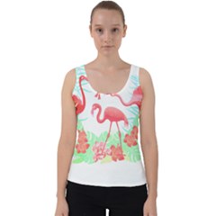 Flower Flamingo T- Shirt Floral Birds Flower Flamingo T- Shirt Velvet Tank Top