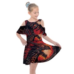Dragon Kids  Shoulder Cutout Chiffon Dress by uniart180623