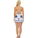 Cute White Cat Blue Eyes Face Vintage Style Bikini Top and Skirt Set  View4