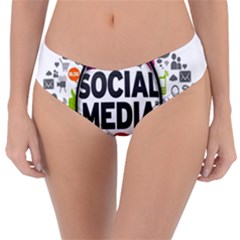 Social Media Computer Internet Typography Text Poster Reversible Classic Bikini Bottoms by Ket1n9