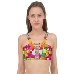 Colorful 3d Social Media Cage Up Bikini Top