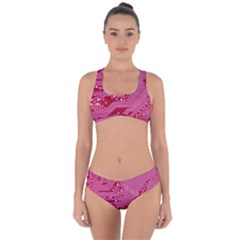 Pink Circuit Pattern Criss Cross Bikini Set by Ket1n9