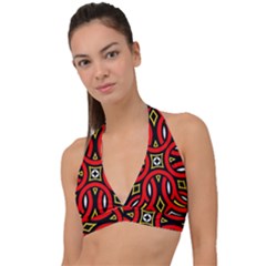 Traditional Art Pattern Halter Plunge Bikini Top by Ket1n9