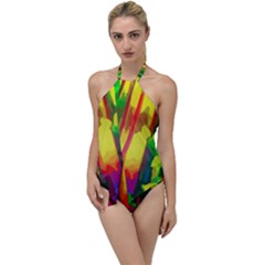 Abstract-vibrant-colour-botany Go With The Flow One Piece Swimsuit by Ket1n9