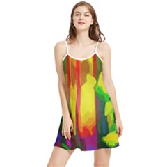Abstract-vibrant-colour-botany Summer Frill Dress