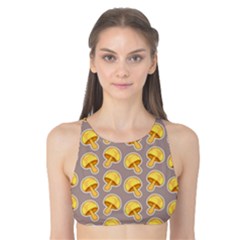 Yellow-mushroom-pattern Tank Bikini Top