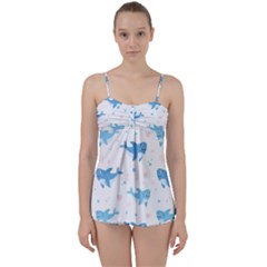 Seamless-pattern-with-cute-sharks-hearts Babydoll Tankini Set by Ket1n9