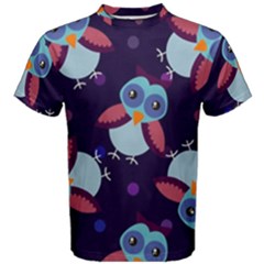 Owl-pattern-background Men s Cotton T-shirt by Grandong