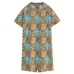 Owl-stars-pattern-background Kids  Boyleg Half Suit Swimwear by Grandong