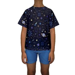 Starry Night  Space Constellations  Stars  Galaxy  Universe Graphic  Illustration Kids  Short Sleeve Swimwear by Grandong