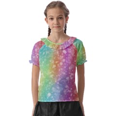 Rainbow Colors Spectrum Background Kids  Frill Chiffon Blouse by Ravend