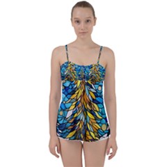 Stained Glass Winter Babydoll Tankini Top