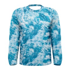 Blue Ocean Wave Texture Men s Long Sleeve T-shirt by Jack14