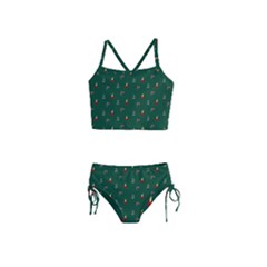 Christmas Green Pattern Background Girls  Tankini Swimsuit by Pakjumat