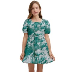 Blue Ocean Waves 2 Kids  Short Sleeve Dolly Dress by Jack14