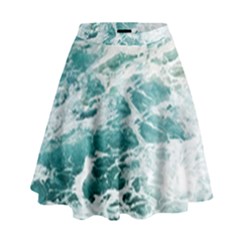 Blue Crashing Ocean Wave High Waist Skirt by Jack14