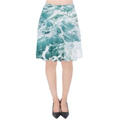 Blue Crashing Ocean Wave Velvet High Waist Skirt by Jack14