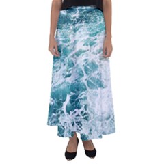 Blue Crashing Ocean Wave Flared Maxi Skirt by Jack14