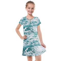 Blue Crashing Ocean Wave Kids  Cross Web Dress by Jack14