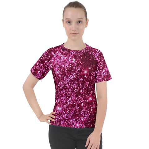 Pink Glitter Women s Sport Raglan T-shirt by Amaryn4rt