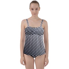 Background-wallpaper-texture-lines Dot Dots Black White Twist Front Tankini Set by Amaryn4rt