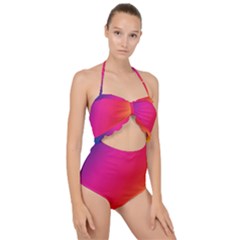 Rainbow Colors Scallop Top Cut Out Swimsuit by Amaryn4rt