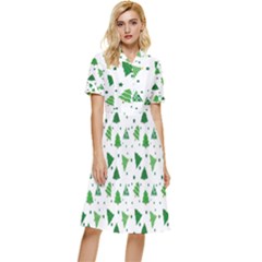 Christmas Trees Pattern Design Pattern Button Top Knee Length Dress by Amaryn4rt