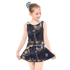 Christmas-advent-candle-arches Kids  Skater Dress Swimsuit by Amaryn4rt