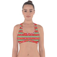 Christmas-papers-red-and-green Cross Back Hipster Bikini Top  by Amaryn4rt