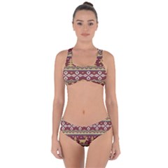 Beautiful-knitted-christmas-pattern Xmas Criss Cross Bikini Set by Amaryn4rt