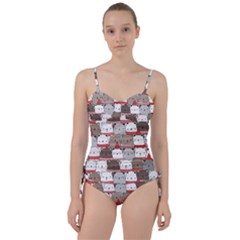 Cute Adorable Bear Merry Christmas Happy New Year Cartoon Doodle Seamless Pattern Sweetheart Tankini Set by Amaryn4rt