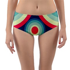 Circle Pattern Repeat Design Reversible Mid-waist Bikini Bottoms by Pakjumat