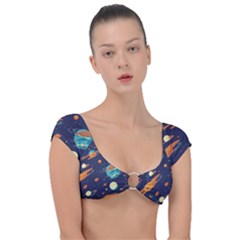 Space Galaxy Planet Universe Stars Night Fantasy Cap Sleeve Ring Bikini Top by Pakjumat