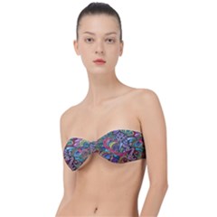 Psychedelic Flower Red Colors Yellow Abstract Psicodelia Classic Bandeau Bikini Top  by Modalart