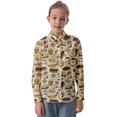Junk Food Hipster Pattern Kids  Long Sleeve Shirt by Sarkoni