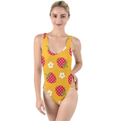 Strawberry High Leg Strappy Swimsuit by Dutashop