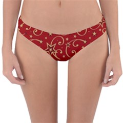 Christmas Texture Pattern Red Craciun Reversible Hipster Bikini Bottoms by Sarkoni
