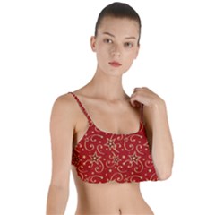Christmas Texture Pattern Red Craciun Layered Top Bikini Top  by Sarkoni