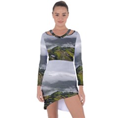 Residential Paddy Field Step Cloud Asymmetric Cut-out Shift Dress by Sarkoni