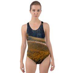 Vineyard Agriculture Farm Autumn Cut-out Back One Piece Swimsuit by Sarkoni