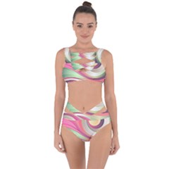Abstract Colorful Background Wavy Bandaged Up Bikini Set  by Amaryn4rt