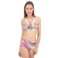Abstract Colorful Background Wavy Cage Up Bikini Set by Amaryn4rt
