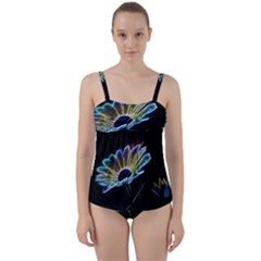 Flower Pattern Design Abstract Background Twist Front Tankini Set by Amaryn4rt