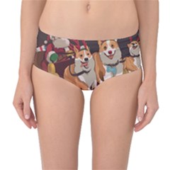 Christmas Santa Claus Dog Sled Mid-waist Bikini Bottoms