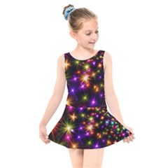 Star Colorful Christmas Abstract Kids  Skater Dress Swimsuit by Dutashop