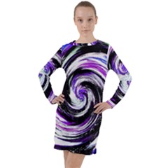 Canvas Acrylic Digital Design Long Sleeve Hoodie Dress by Amaryn4rt