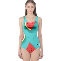 Watermelon Fruit Slice One Piece Swimsuit by Ravend