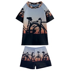 Bicycles Wheel Sunset Love Romance Kids  Swim T-shirt And Shorts Set by Amaryn4rt