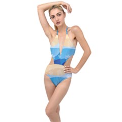 Flower Branch Corolla Wreath Lease Art Plunging Cut Out Swimsuit by Grandong